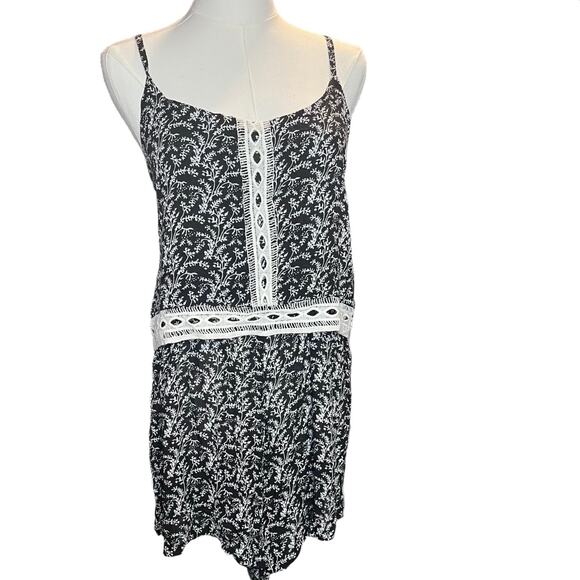 Raga x Anthropologie Black White Boho Beach Vacation Romper Size Large Summer - Picture 2 of 8